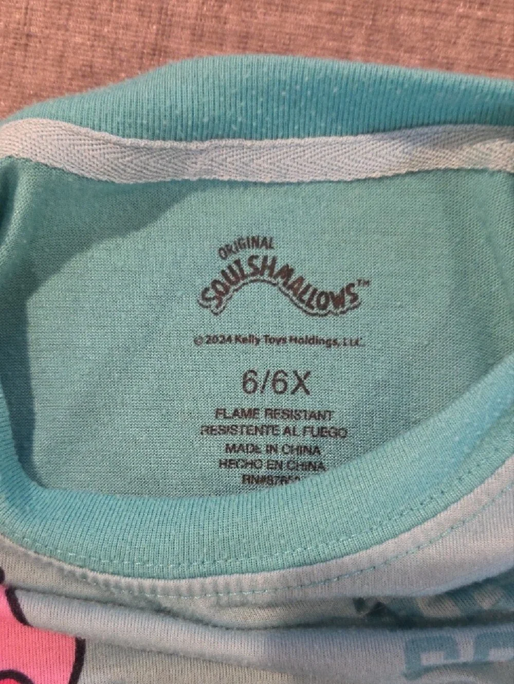 Squishmallows Light Teal Kids Pajama Set with Multicolor Stackable Characters